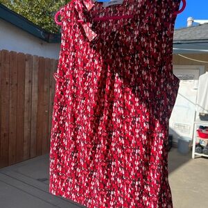 Red and White Geometric Print Dress